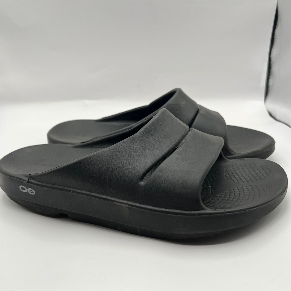 OOFOS OOahh Sport Slide Sandals Black Recovery Shoes Womens 10 Mens 8 running